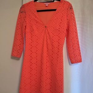 Lily Pulitzer coral 3/4 sleeve dress